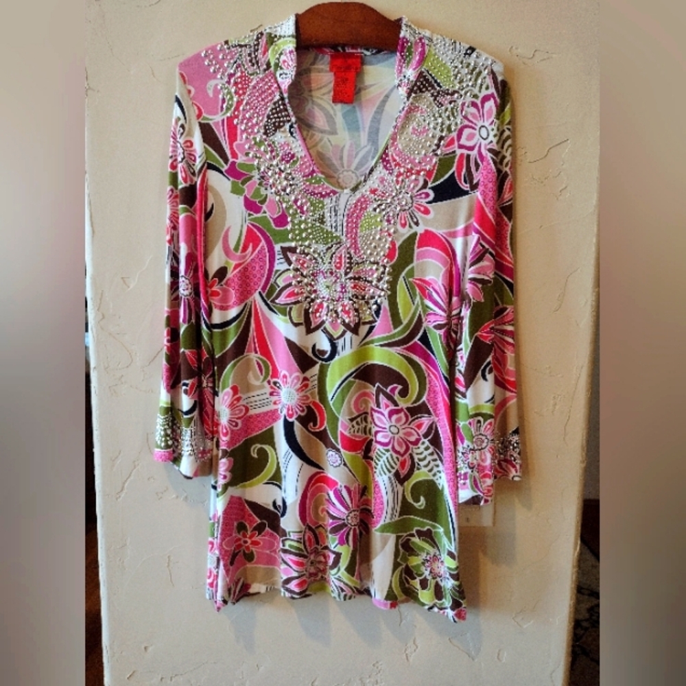 Retro Beaded Tunic Top